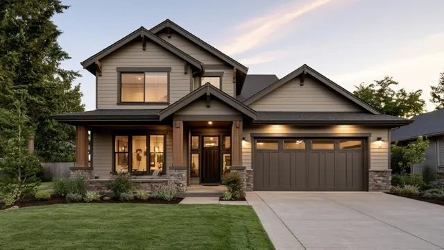 Craftsman-style house at twilight used as the AskROB product hero